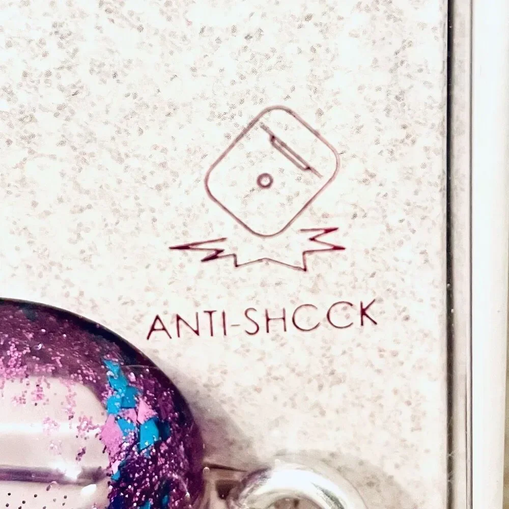 NWT Clear case cover Apple AirPods Pro Purple Glitter cable port Anti shock